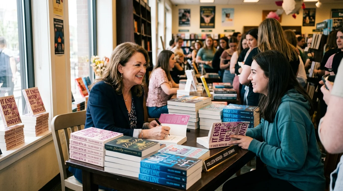 Colleen Hoover net worth author at book signing