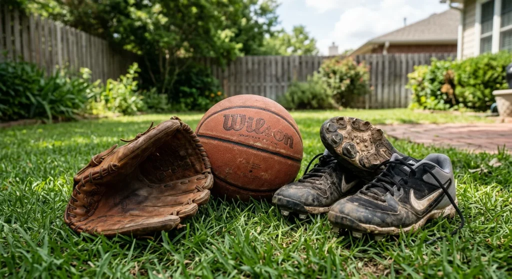 Sports equipment reflecting Lucas Adams's athletic background