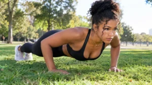 Qimmah Russo doing an outdoor bodyweight training session