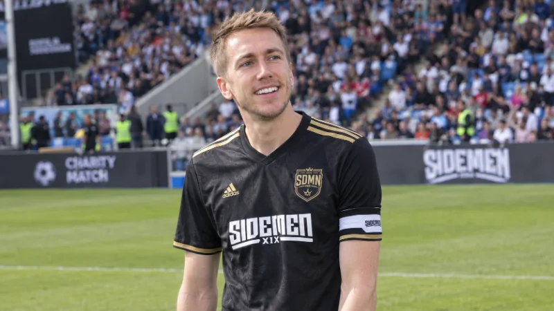 Miniminter playing in a Sidemen FC charity football match