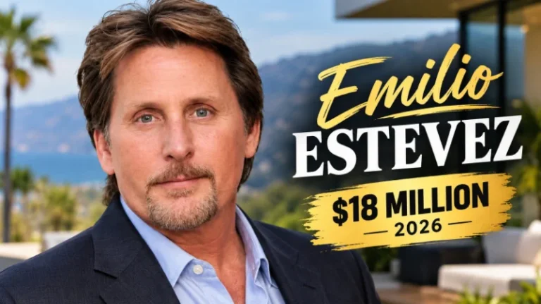 Emilio Estevez on a film set holding a script