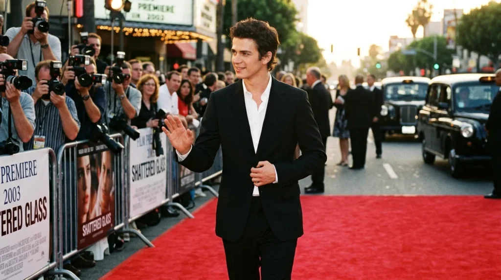Hayden Christensen at an early film premiere on the red carpet