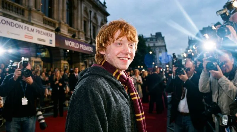 Rupert Grint at a Harry Potter premiere in his Ron Weasley costume