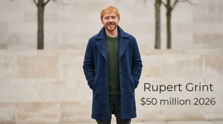 Rupert Grint walking along a country lane near his vintage ice cream van